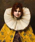 Juana Romani A portrait of a young girl with a ruffled collar oil on canvas